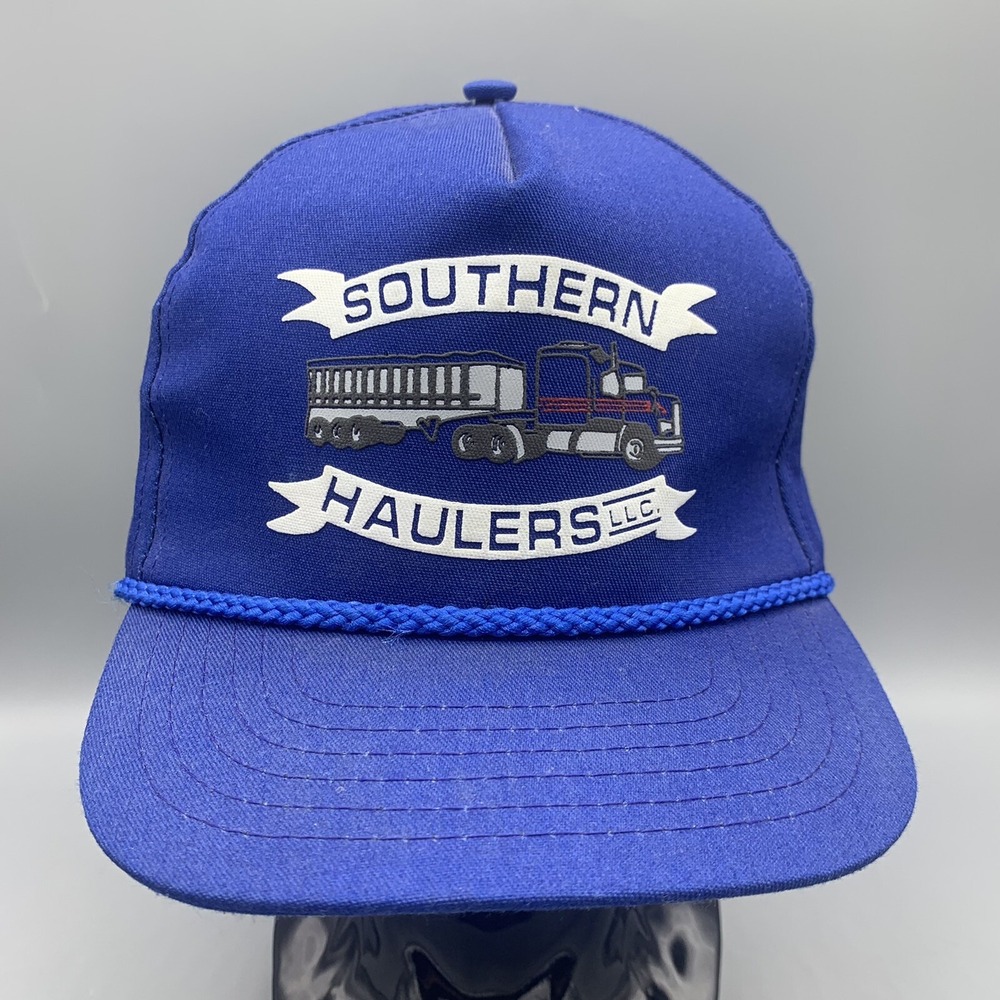 Vintage Made In USA Southern Haulers LLC Truckers Trucking Hat Blue Snapback
